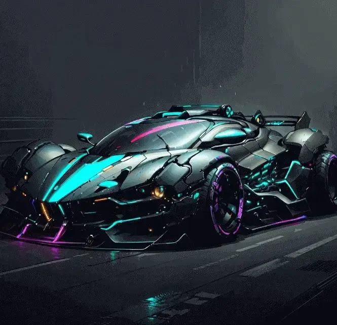 Neon Cyberpunk Image of a futuristic neon vehicle generated by GoAPI's Stable Diffusion API using LoRA models